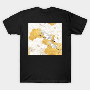 Flying crane bird pattern T-Shirt